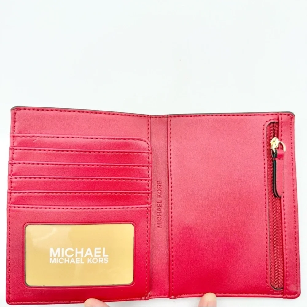 Michael Kors Jet Set Travel Passport Wallet in Chili Multi Leather NWT